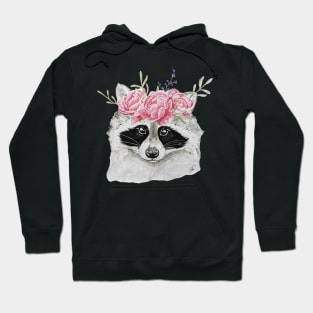 Cute Raccoon with Flower Headband Hoodie